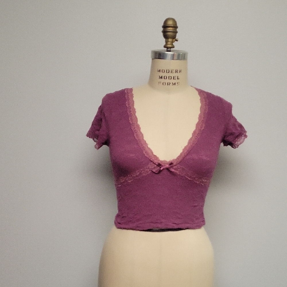 Urban Outfitters Mauve Lace Crop Top - Picture 1 of 3